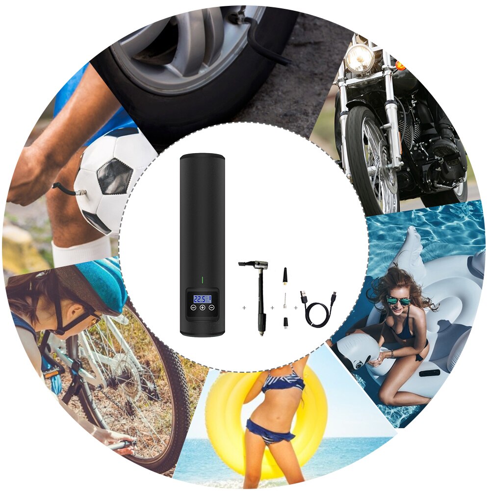 Car Air Pump 2000mA Lithium-ion Battery Rechargeable Portable Wireless Tire Inflator Digital Display Emergency Pump For Car Tire