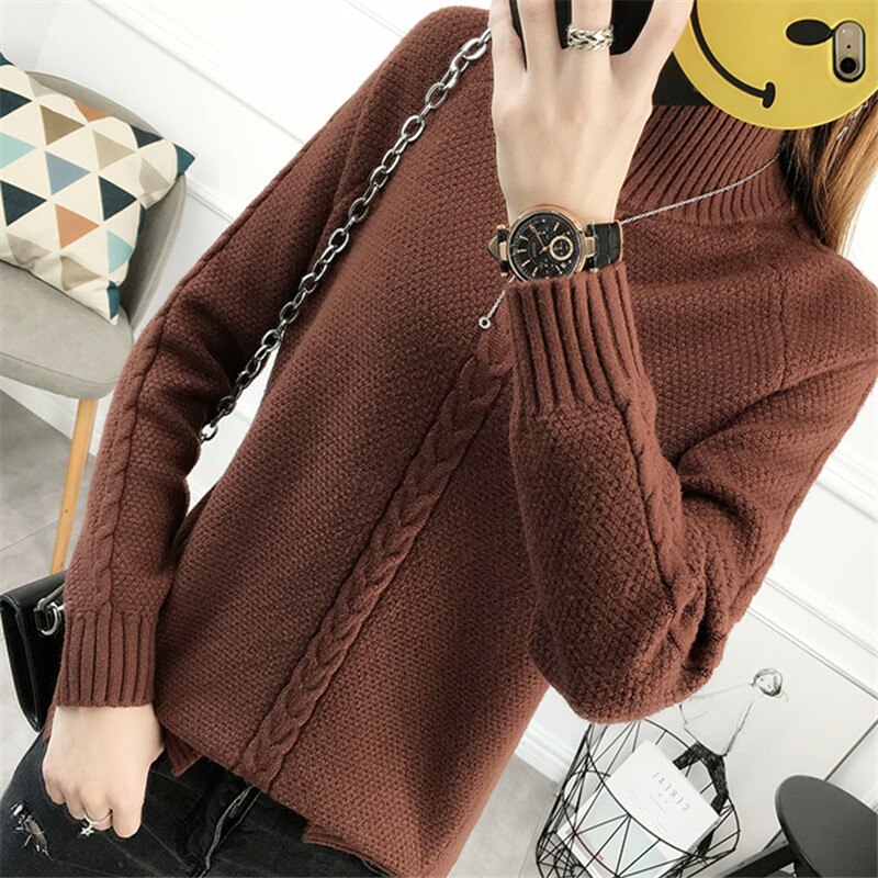 Women Turtleneck Winter Warm Sweater Long Sleeve Loose Casual Knitted Women Sweaters And Pullovers Female Jumper Tops