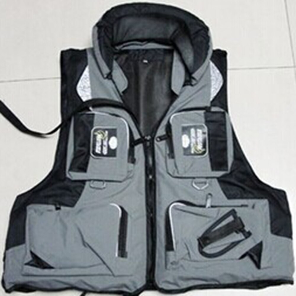 M-XXL colete salva-vidas profissional colete de pesca poliéster adulto segurança colete salva-vidas sobrevivência natação barco à deriva: Gray / XL(75-85KG)