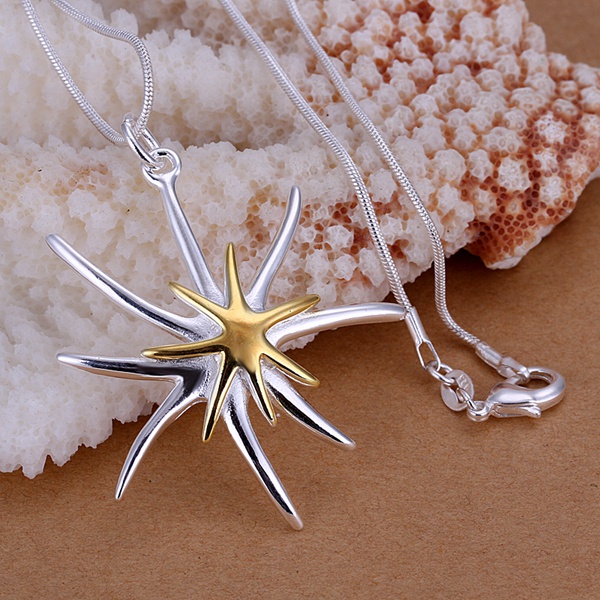 Couleur argent magnifique charmant exquis étoile de mer pendentifs modèles classiques collier bijoux en argent de luxe P026