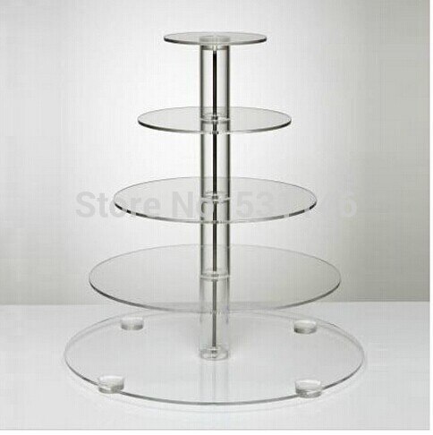 5 Layer Tier Crystal Acrylic Round Cupcake Display Stand For Wedding Party Christmas Cake Display Rack