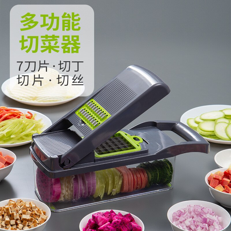 Kichen Accessories Multifunctional Vegetable Cutter Dicer Shredder Useful Kitchenwares for Home: gray