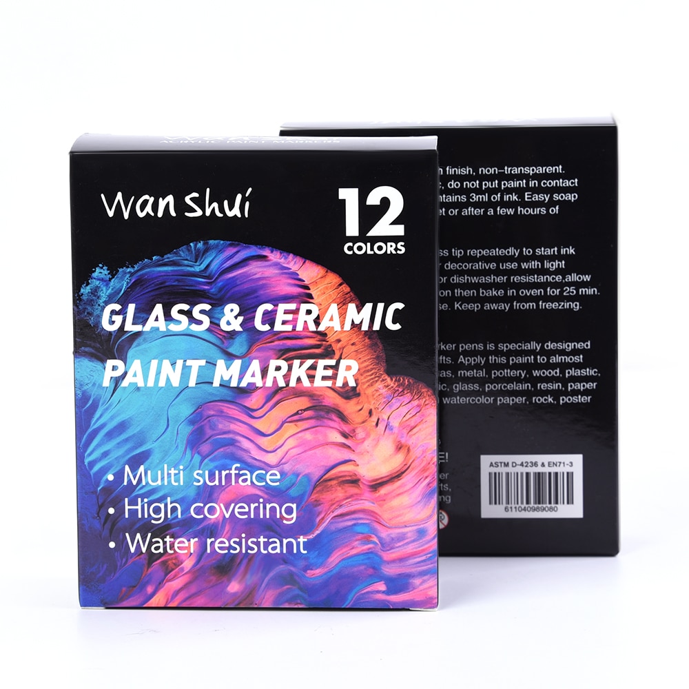 Rotulador de pintura de cerámica, 12 cristales de colores que se pueden hornear en el horno, nunca se decolora, perfecto para pintura en roca de porcelana de vidrio