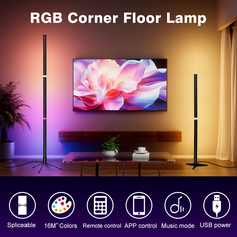Indendørs gulvstående omgivende lys dæmpbar rgb led moderne atmosfære belysning soveværelse stue dekoration beslag lys