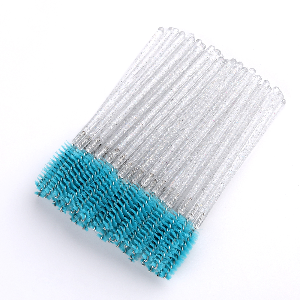 50 Uds. De cepillos desechables para extensión de pestañas, cepillo para cejas de cristal, varita para rímel, pestañas, juego de herramientas cosméticas, maquillaje de belleza: Borgoña