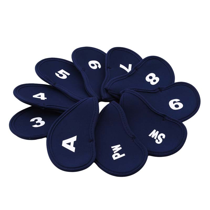 10 st / set golfklubba järnhuvudskydd golf skyddande huvudöverdrag: Blå