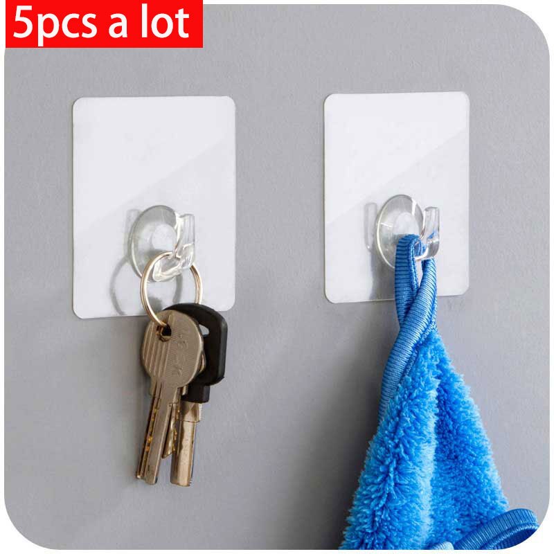 5 stuks vanzlife zelfklevende zuignappen transparante sterke haken voor de keukenrek wandhanger op de badkamer zelfklevende haakwand