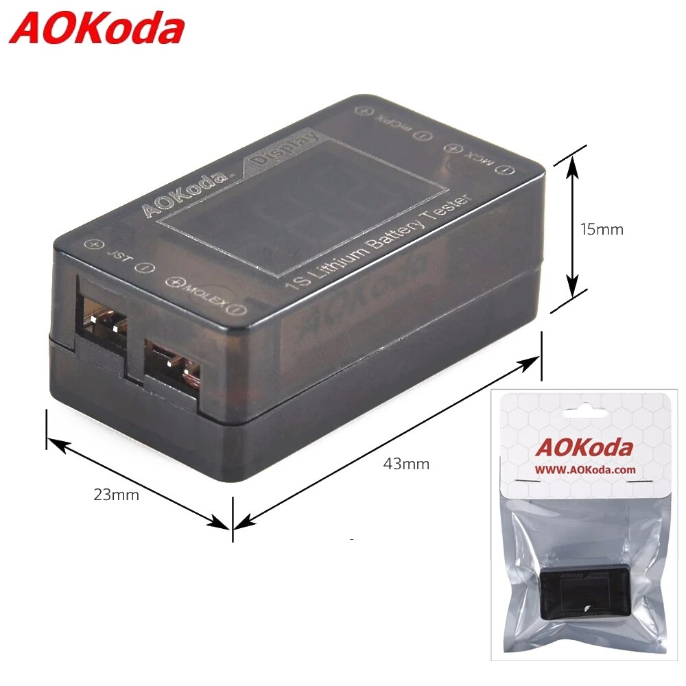 AOKoda AOK-041 1S Lipo/Leben/LiHv Batterie Tester Anzeige für Prüfer Für JST MOLEX mCPX MCX Stecker stecker Batterie Spannung