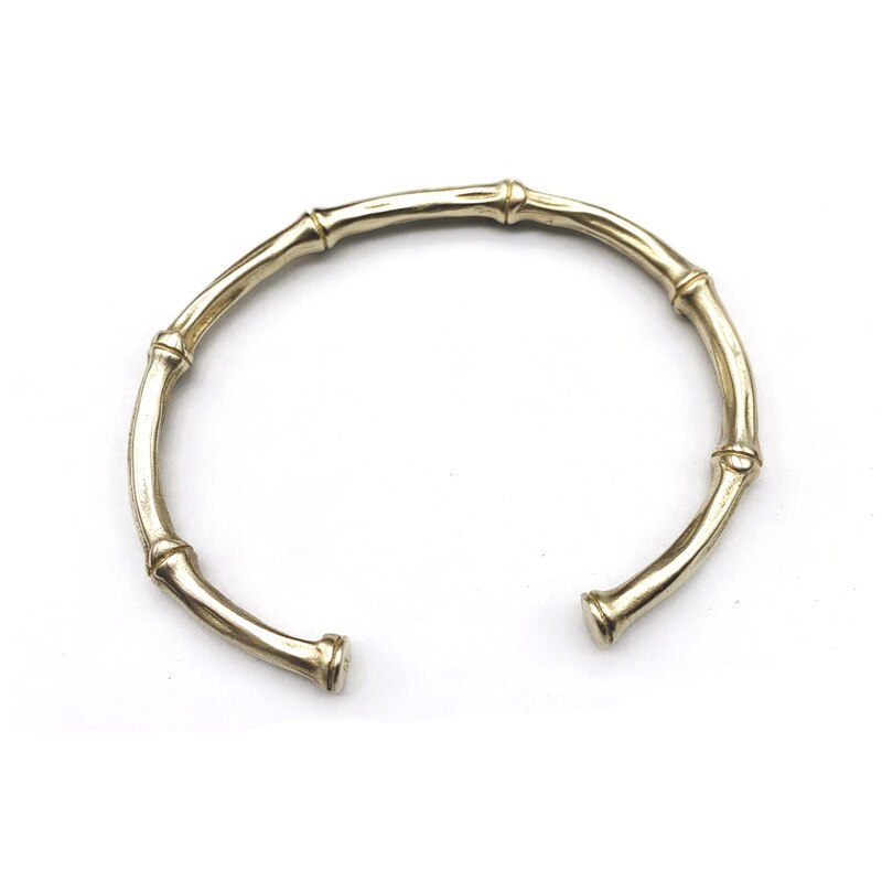 Pulsera de cobre puro de bambú para mujer, brazalete de Metal de latón antiguo, estilo Punk, a la , , en forma de C: Bamboo Cuff Bracelet