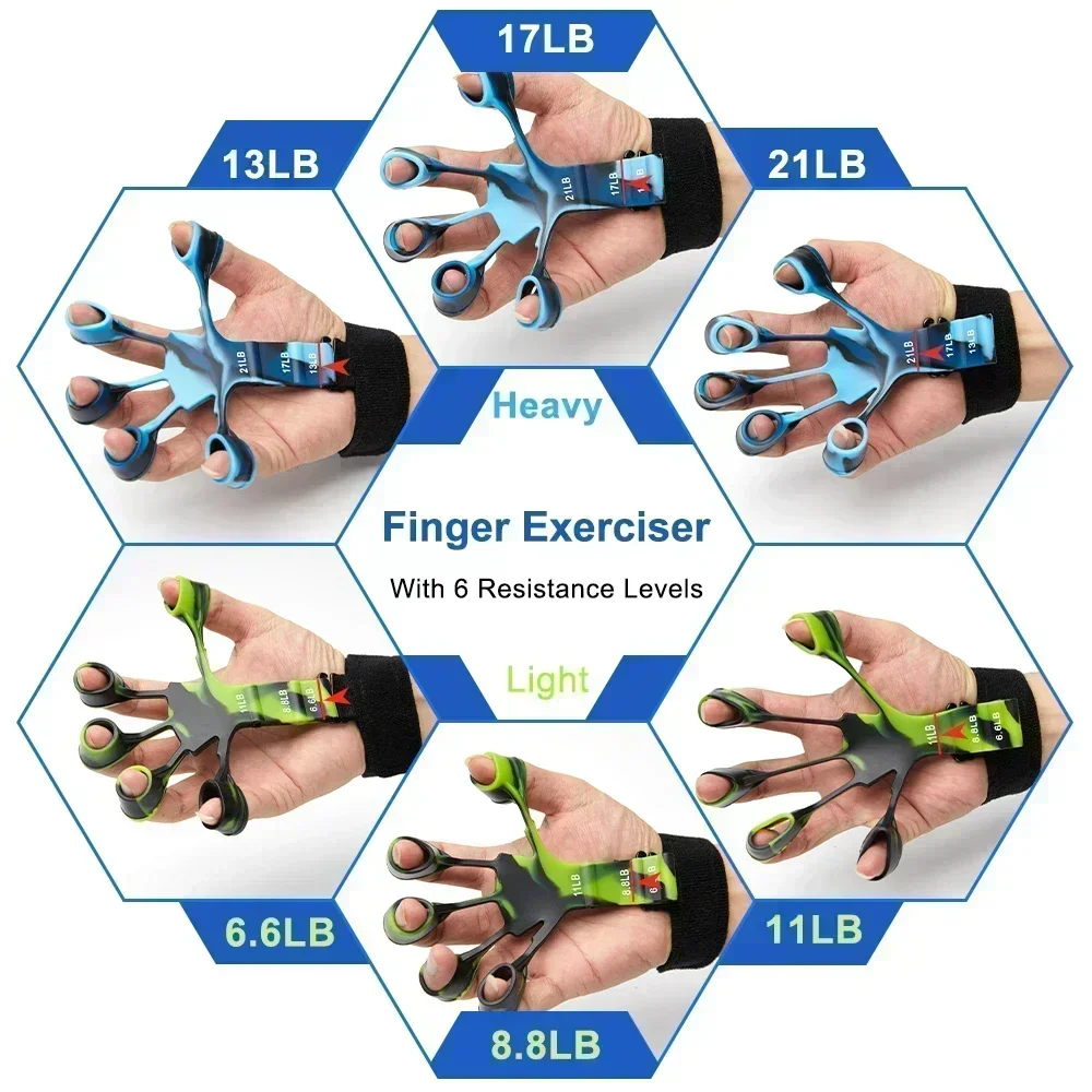 Entrenamiento y ejercicio 6 resistencia expansor de mano agarre de dedo deporte gimnasio accesorios de entrenamiento entrenamiento y ejercicio Gripster Fitness