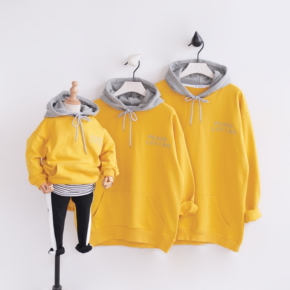 Vader/moeder/kind familie bijpassende outfits hoodies sweatshirts met zakken familielook kleding met capuchon vader moeder dochter kleding