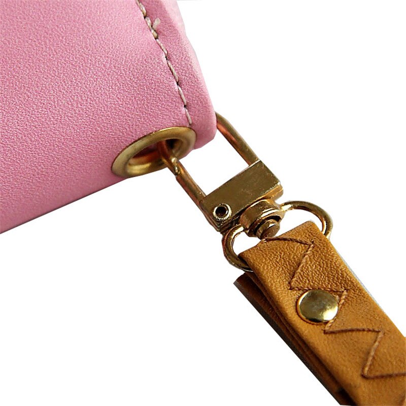 Lovely Women Girl Long Cartoon Raffiti Wallet Bag with Strap Card Holder Coin Purse Change Wallet Zip PU Leather Letter Handbags