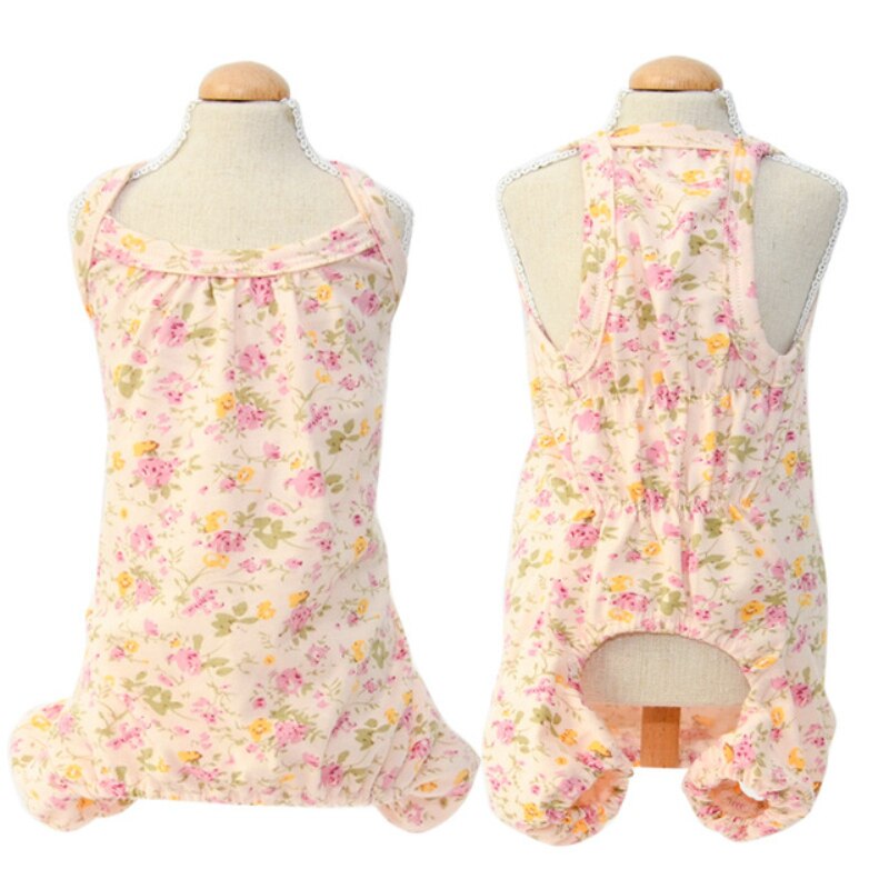 Girl Dog Clothes Jumpsuit Summer Female Dog Clothing Pajamas Overalls Sleepwear Puppy Costume Small Dog Apparel: Pink / M