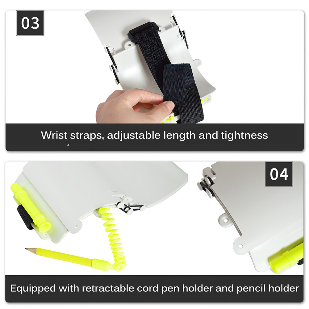 Writing Tablet Dive Slate 3 Panels Replaceable Pencil with Safety Leash Waterproof O-ring Reusable Writing Slate Scuba Diving