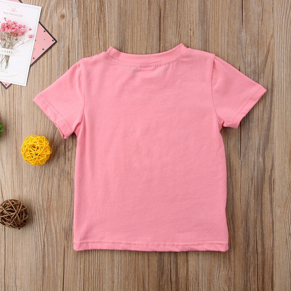 Mærke toddler spædbarn barn børn pige baby lyserød kortærmet bluse t-shirt tee toppe t-shirt afslappet sommer tøj 1-6t