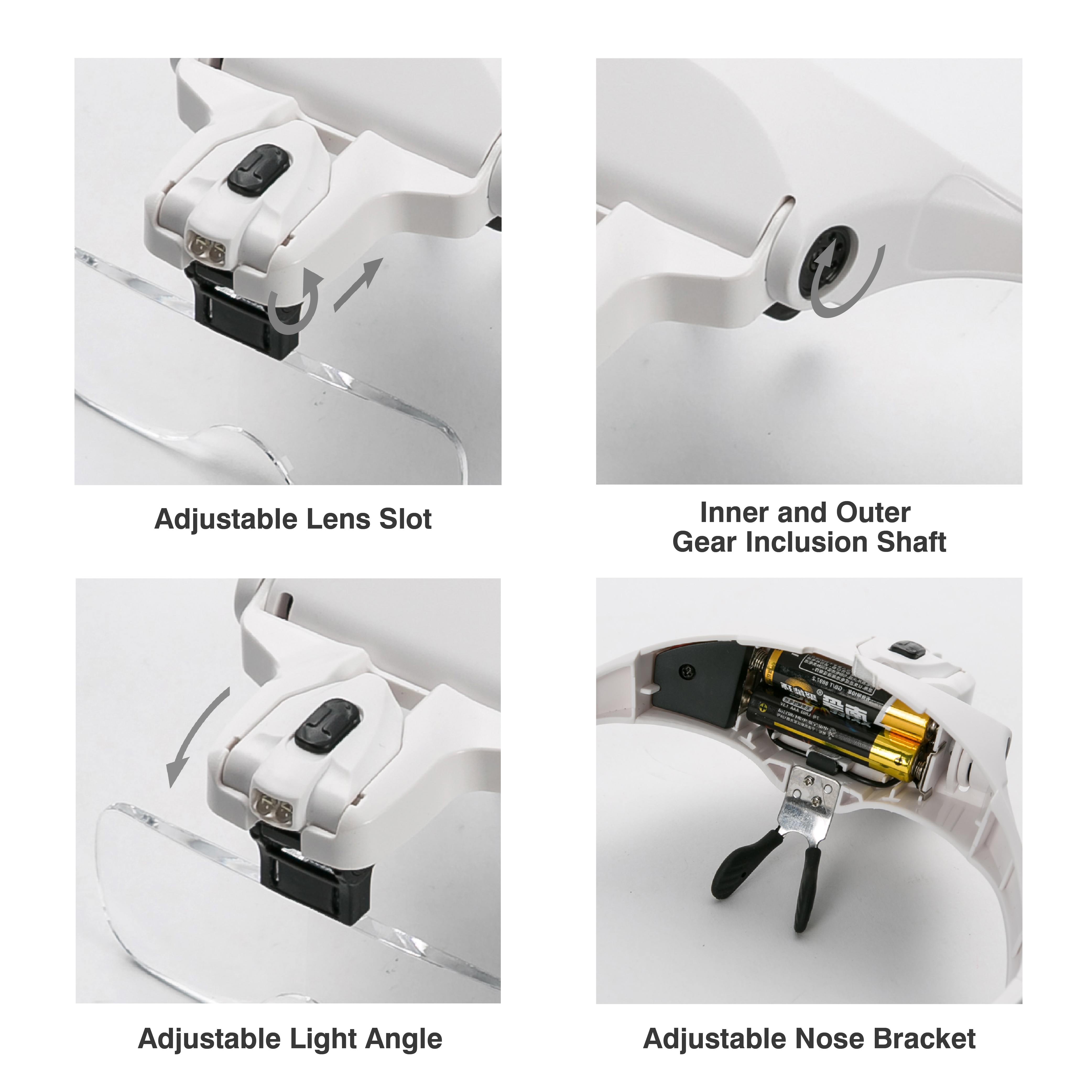 Förstoringsglas med led lampor lampa utbytbar lins 1.0x/1.5x/2.0x/2.5x/3.5x verktyg reparation läsförstoring