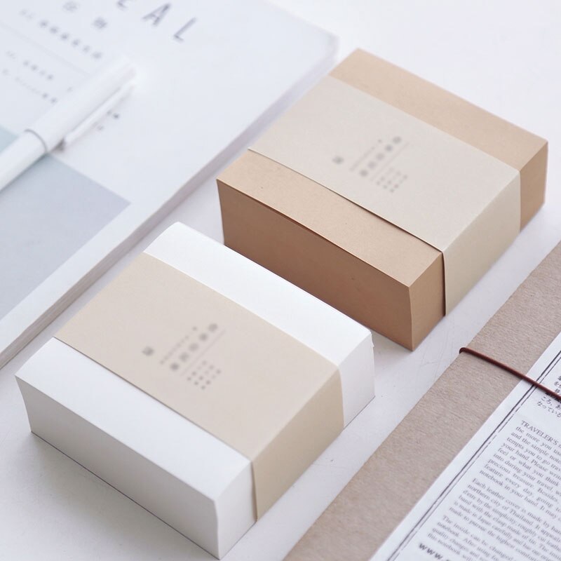 400 Sheets/Lot Simplicity White Kraft Paper Memo Notes Message No Stickiness Notepad Notebook Stationery Office School Supplies