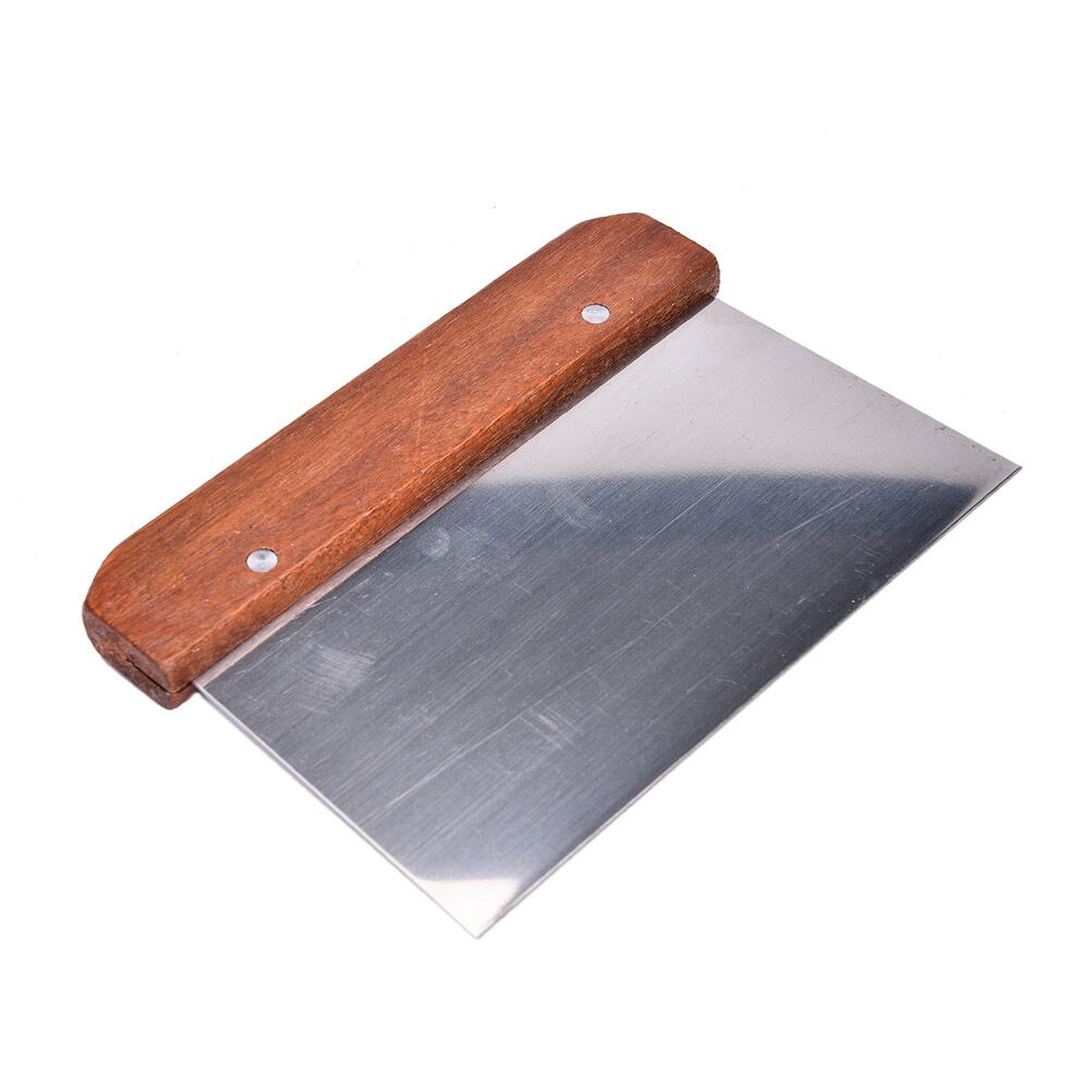 1 stuk pasta spatel deegkrabber, pasta snijder met houten handvat, noedel snijder, roestvrijstalen deeg snijder