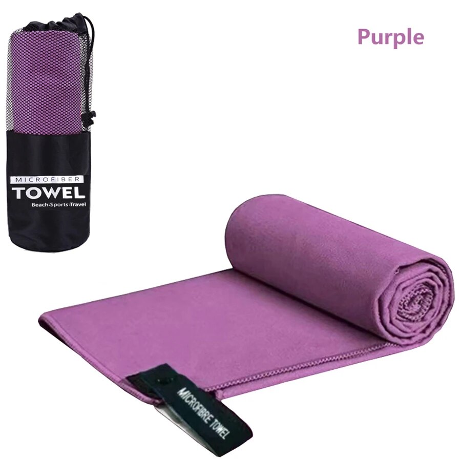 Hurtigttørrende sportshåndklæde 40 x 80/76 x 152cm mikrofiber løb yoga fitness fitness basketball udendørs camping vandreture strandhåndklæder: S / Lilla