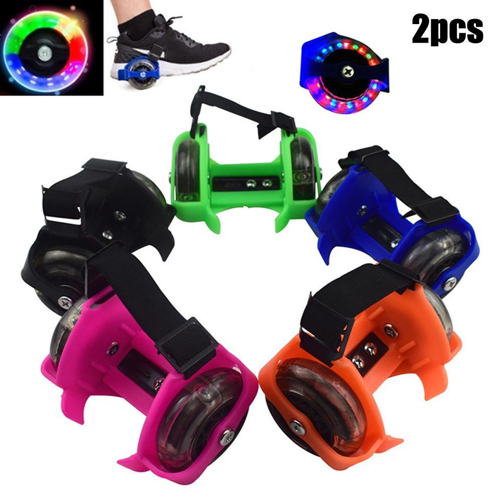 2Stck Kind freundlicher draussen Einstellbare LED Blinkt Rad Ferse Schuhe Schlittschuh Rollen LED Blinkt Rad Ferse Schuhe Schlittschuh rollen