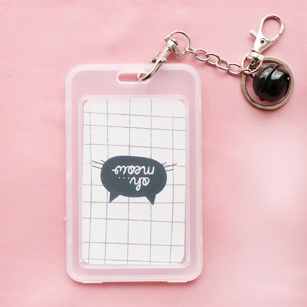 Carte bancaire carte d'identité Bus porte-carte sac avec cloche chaîne dessin animé Transparent porte-carte en plastique porte-carte porte-clés manchon ensemble r57: Rose