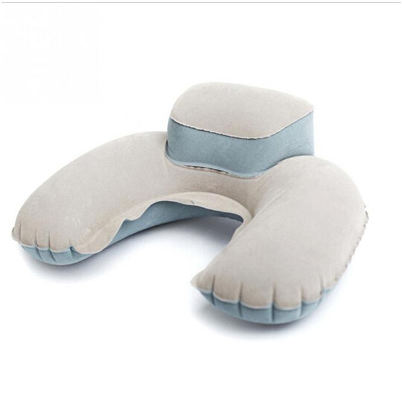 Oreiller gonflable en forme de U, coussin de cou et tête Durable pour voyage, Camping, extérieur (avec bouchon d'oreille): Random Grey Color