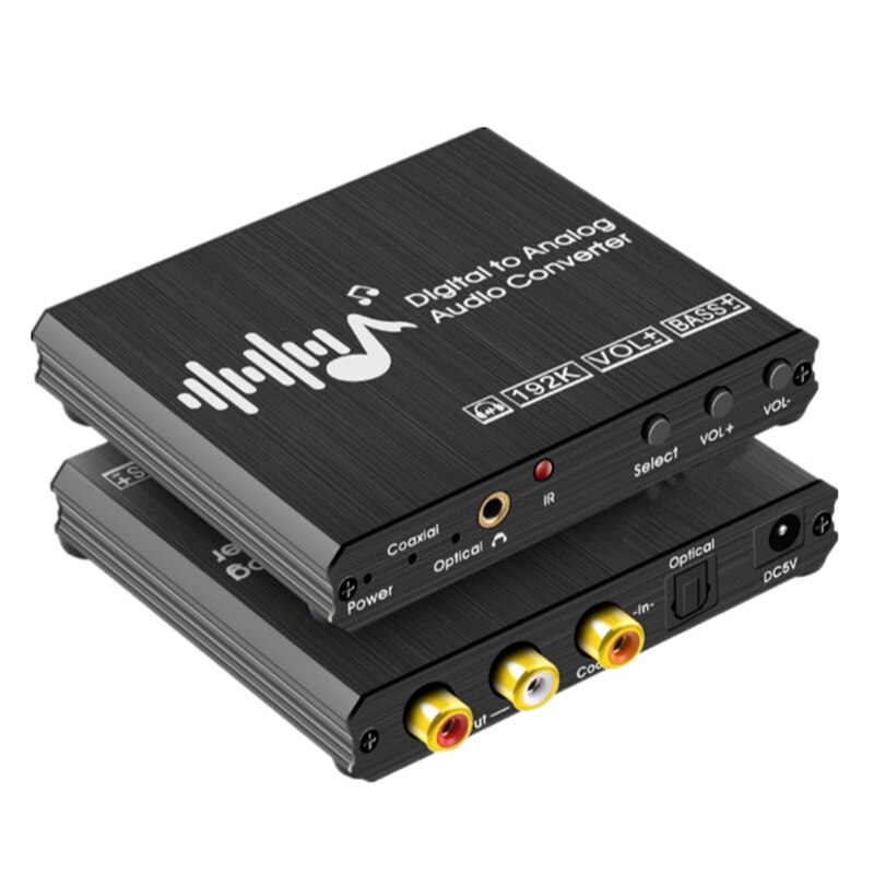 Digital To Analog Audio Converter With Remote,192Khz DAC Converter With Volume &amp;Bass Adjustment Digital Analog Converter