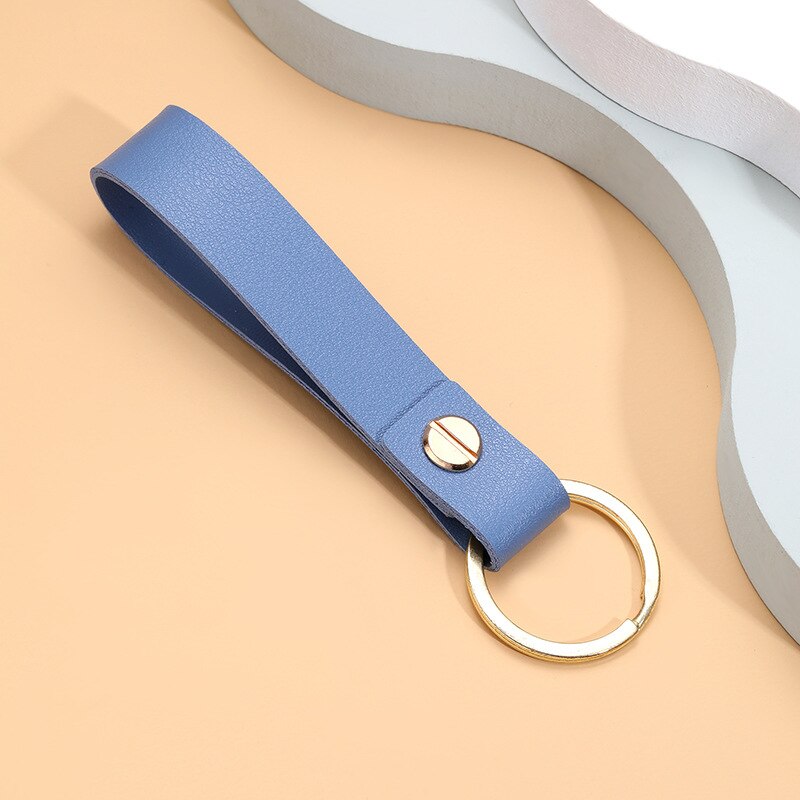 2021 moda portachiavi in pelle di mucca filo per auto ottavino regalo ciondolo in metallo portachiavi portachiavi semplici portachiavi: leggero blu