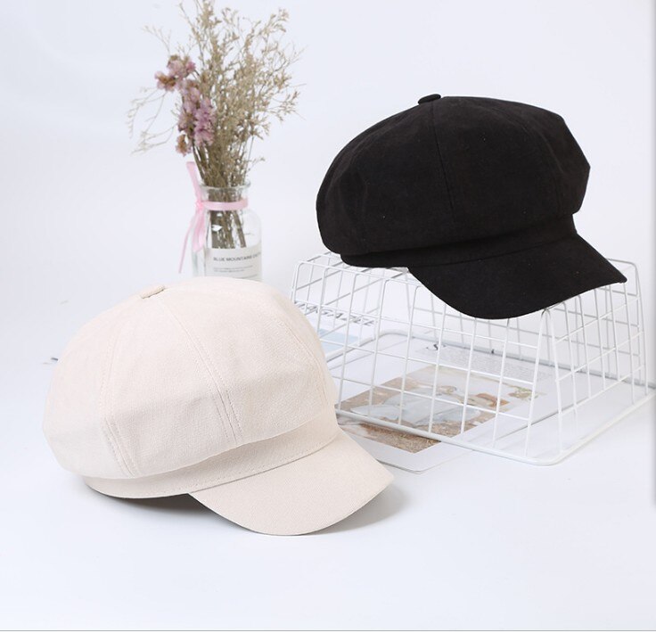 Vrouwen Hoeden Krantenverkoper Kunstenaar Beanie Hoed Vintage Effen Kleur Acht Panel Visor Cabbie Cap Achthoekige Hoeden