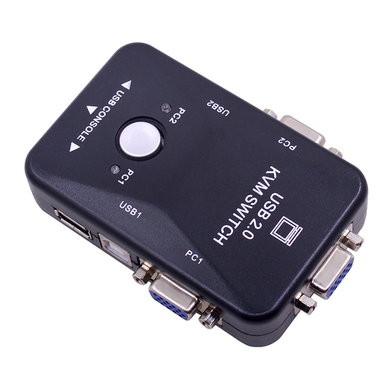 USB 2.0 KVM Switch Box 2 Port VGA Video Sharing Adapter Switcher for Computer PC Laptop
