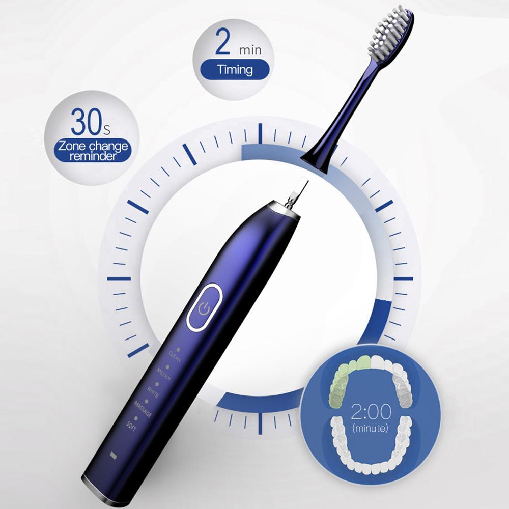 IPX7 Waterproof Tooth Automatic Ultrasonic Sonic Electric Toothbrush 5 Modes USB Rechargeable Electronic Teeth Whitening Brush