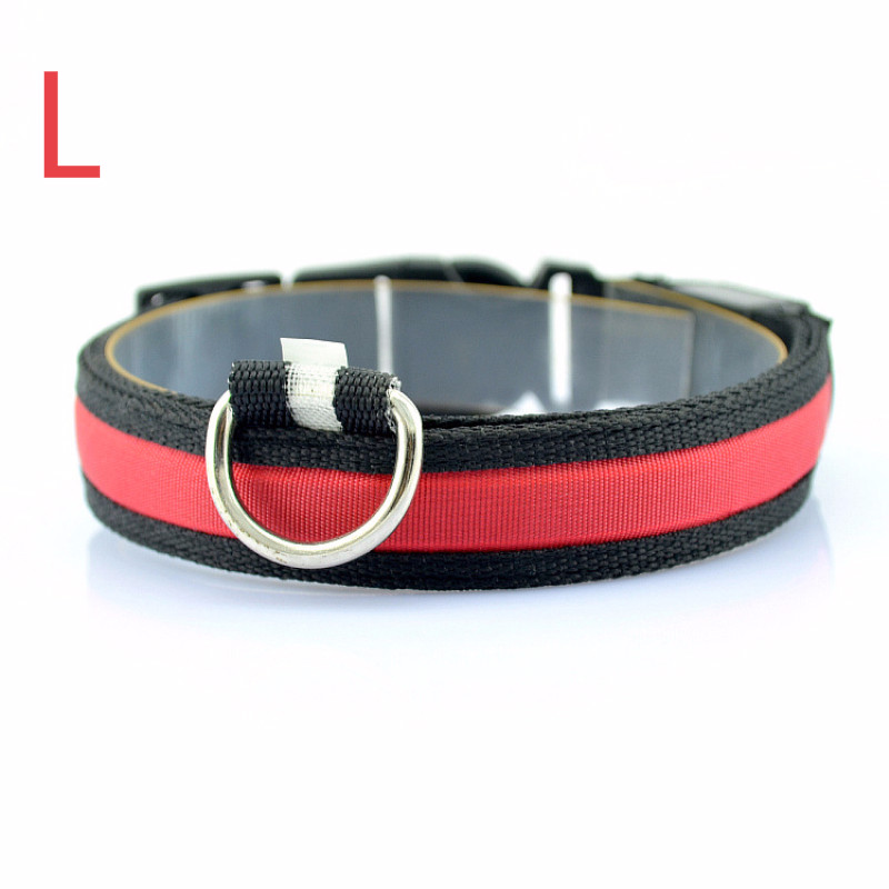 LED Flashlight Dog Cat Collar Glowing Collar Lamp Night Safety Pet Leads Necklace Luminous Bright Decoration Collars For Dogs: Red L