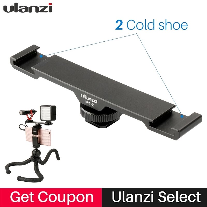 Ulanzi-Micrófono de aluminio para cámara de vídeo, placa de extensión de montaje en frío Dual, accesorio Vlogging para trípode