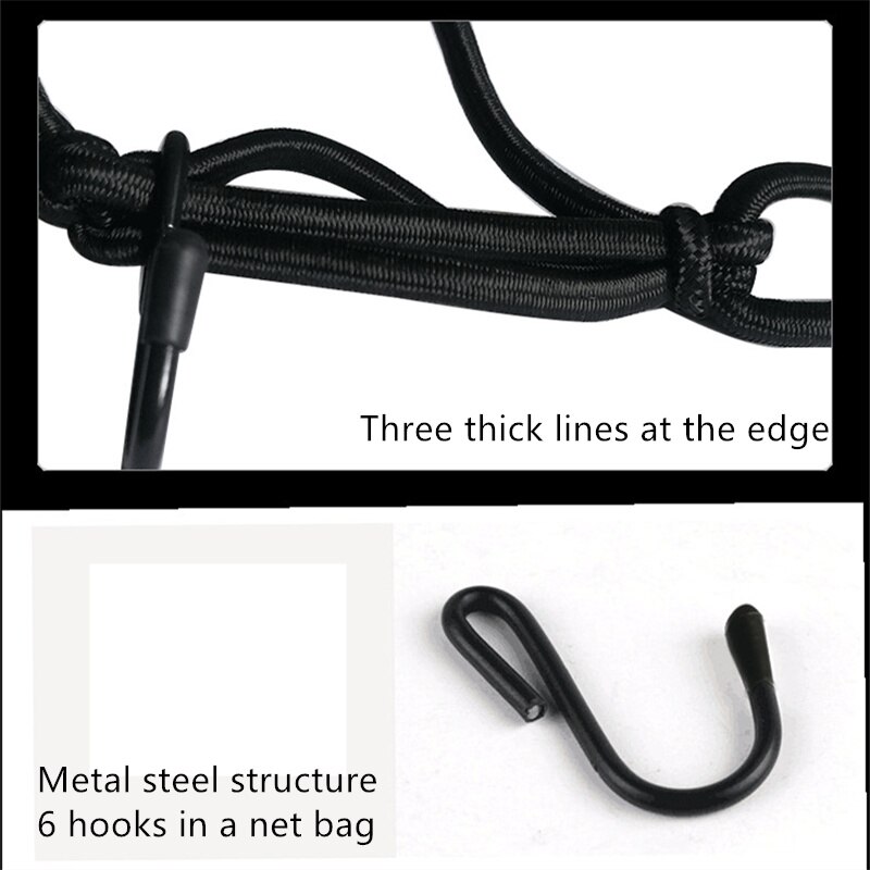 Universele 6 Haken Motorcycle Bagage Netto Zwarte Motorhelm Opslag Mesh Zakken Voor Motorbike Opbergen Opruimen Benodigdheden