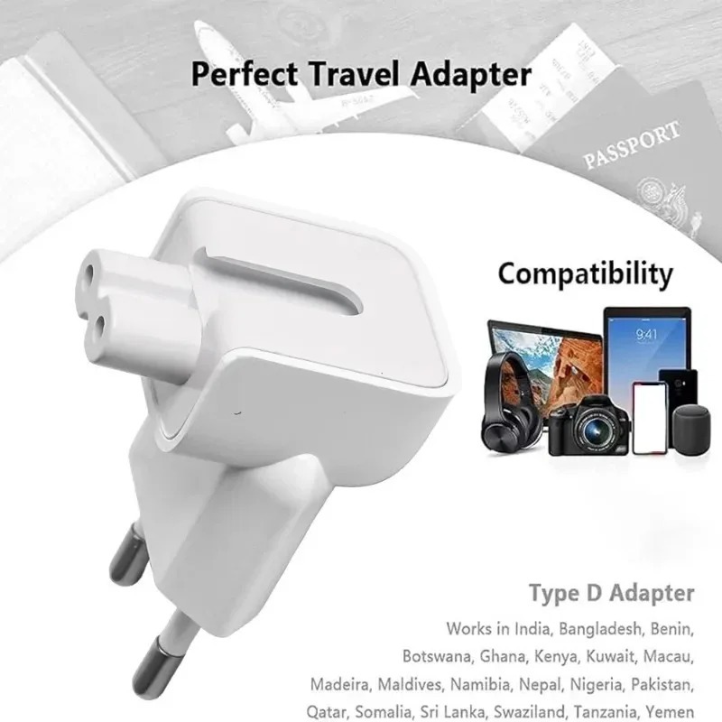 3-1PCS EU Plug Adapter 6A Fast Charging Travel Wall EU AC Chargers for Laptop Apple Macbook Air Pro Duck Head Outlet Converters