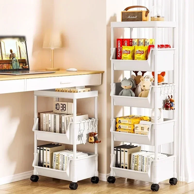Trolley Bookshelf Kitchen Storage Slit Storage Cabinet Bathroom Living Room Home Organizer Rack Kitchen Corner Narrow Doll stand