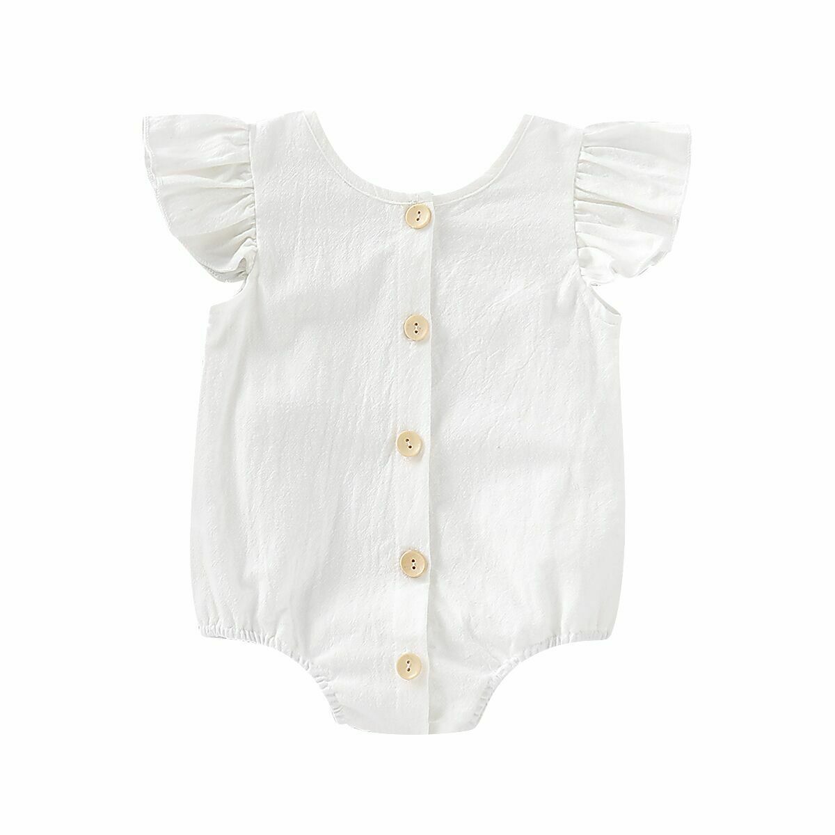 Infants Baby Girls Boys Cute Bodysuits Pure Color Ruffles Short Sleeve Jumpsuit Clothes One Piece 5 Colors: White / 24M