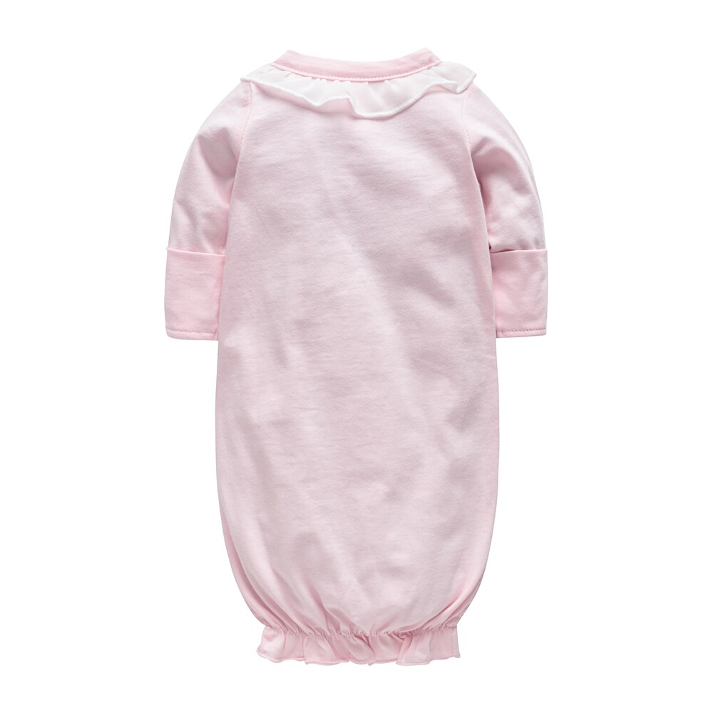 Honeyzone Baby Nachtkleding Volledige Mouw O Hals Katoen Roze Meisjes Knop Baby Kleding Pasgeboren Rompertjes 3M 6M 9M Roupa De Bebes