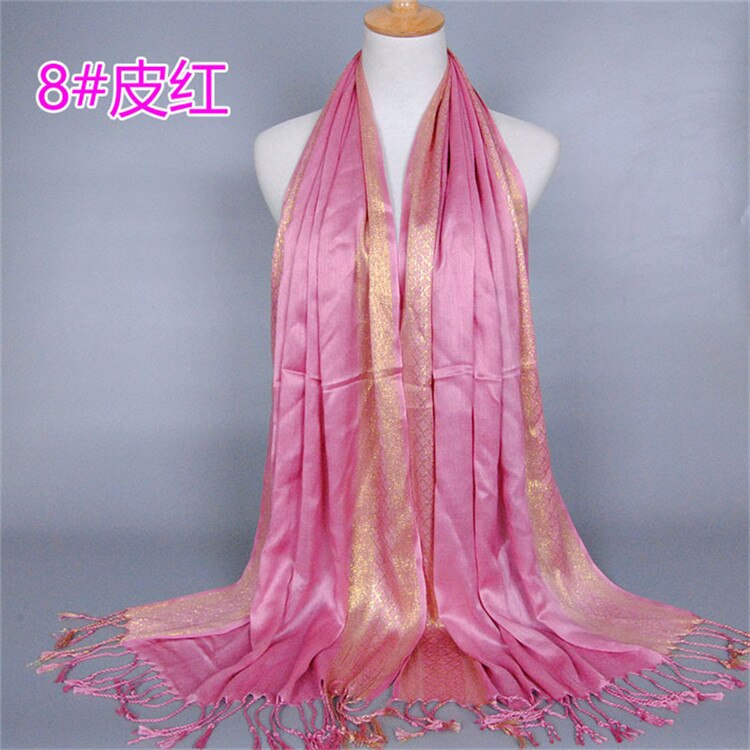NEUE frauen Gold baumwolle einfarbig muslimischen kopf schal schals und wickelt pashmina bandana weiblich foulard damen hijab speichert: 21