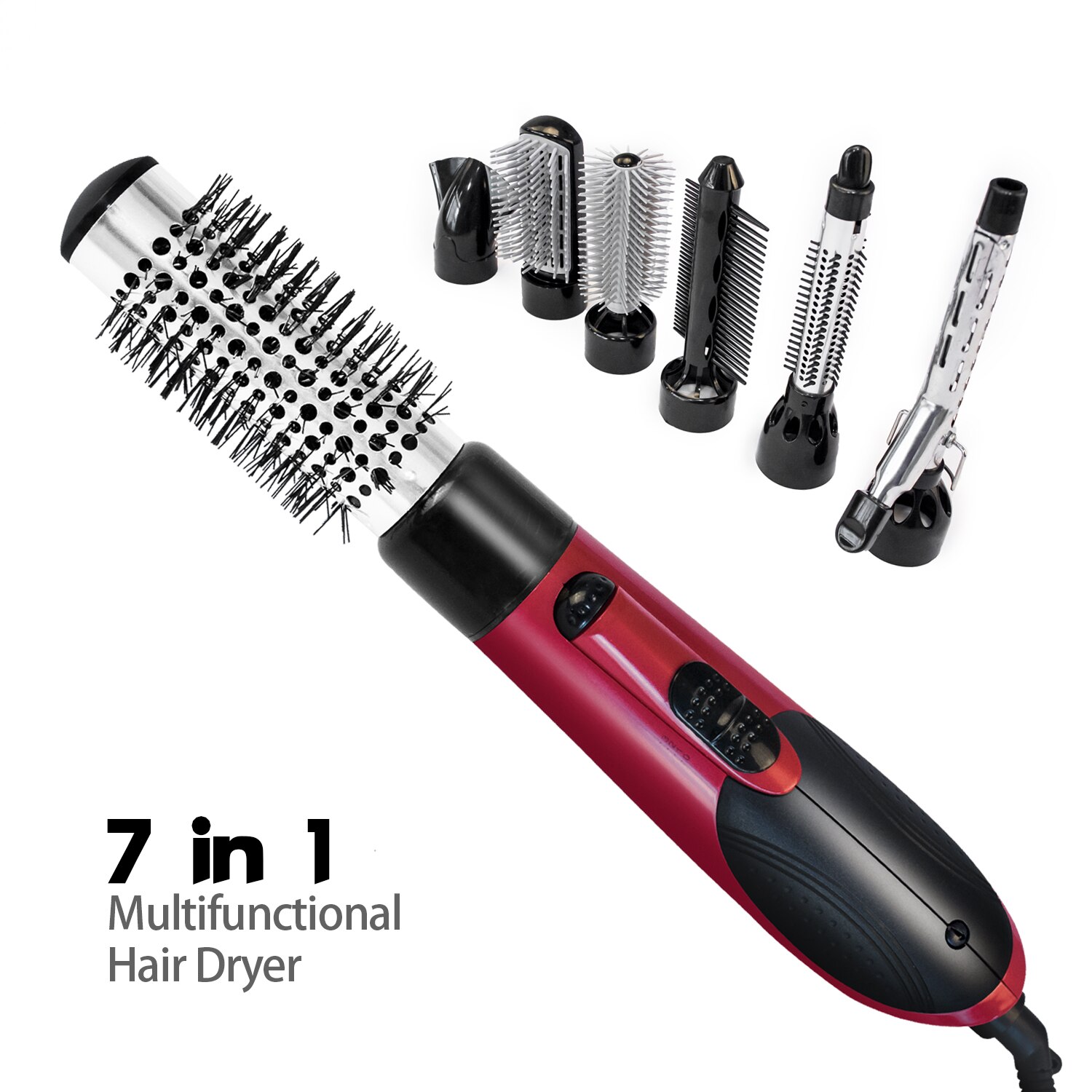 Brosse à lisser rotative 7 en 1, électrique Hor Air, sèche-cheveux, peigne à Air , Ion négatif, coiffeur