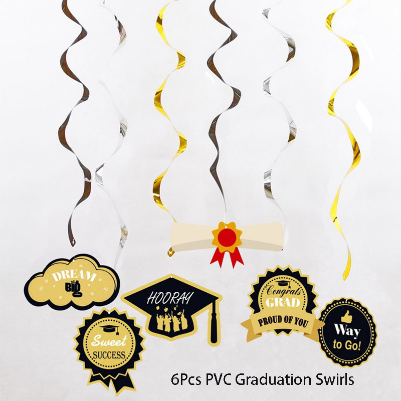 Guirlandes de chapeau de baccalauréat de remise de diplôme en or noir, guirlandes de casquette en papier pour les célébrations scolaires, décorations suspendues pour fête de remise de diplôme 2025