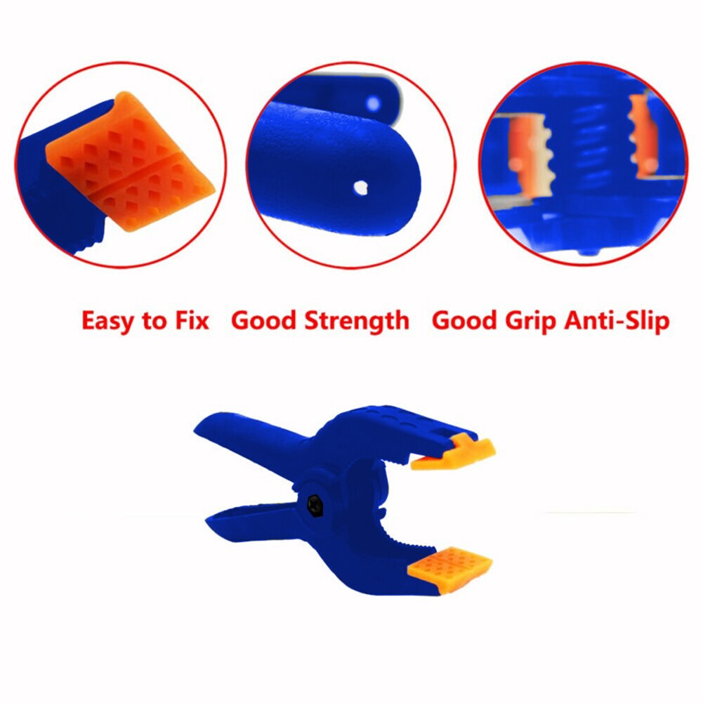 2 Inch Spring Clamps Woodworking Tools Plastic Nylon Grip Cramps Jaw Opening Pinch Cock Micro Spring Clamps Set DIY Tools Grip