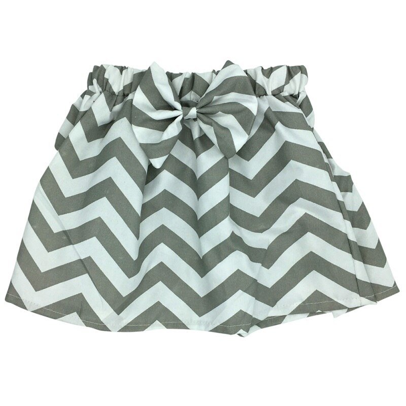 Baby Kid Mini Rok Meisje Leuke Geplooide Pluizige Rok Party Dance Rok Solid Bow Gedrukt Rokken: stripe gray