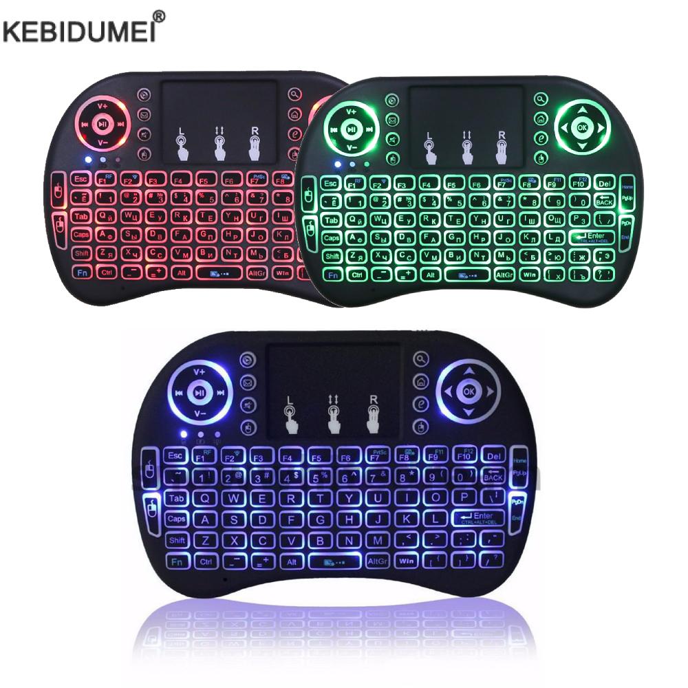 I8 Mini Draadloos Toetsenbord 2.4G Luchtmuis Remote Touchpad Engels Russische Backlit Voor Android Tv Box Pc Draadloos Toetsenbord