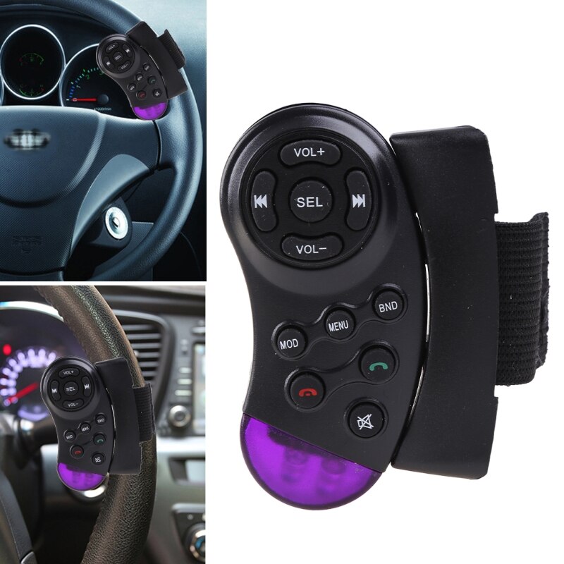 Universele Stuurwiel Leren Afstandsbediening Voor Car Cd Dvd Vcd Draadloze Draagbare Auto Multimedia Speler Radio Aaa Batterij