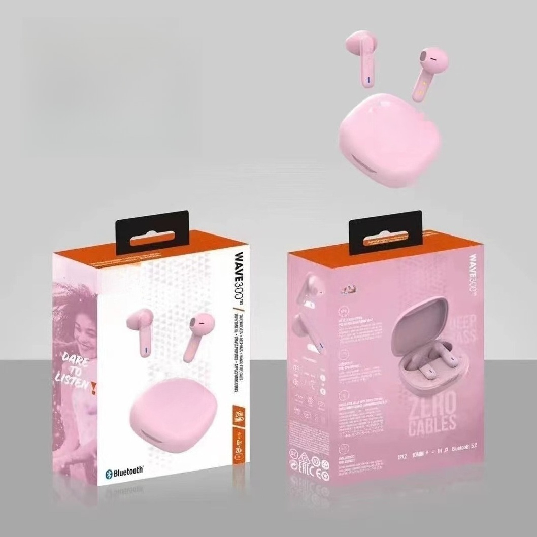 high-frequency WAVE300 in ear Bluetooth earphones support calling, music, sports, and stereo headphones: Pink