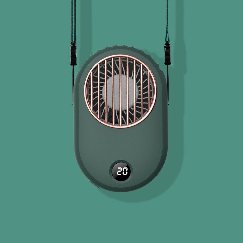 Hals hængende mini ventilator rejser udendørs bærbar ventilador desktop lille ventilator luftkøler sommer håndholdt ventilator ventilator: Grøn