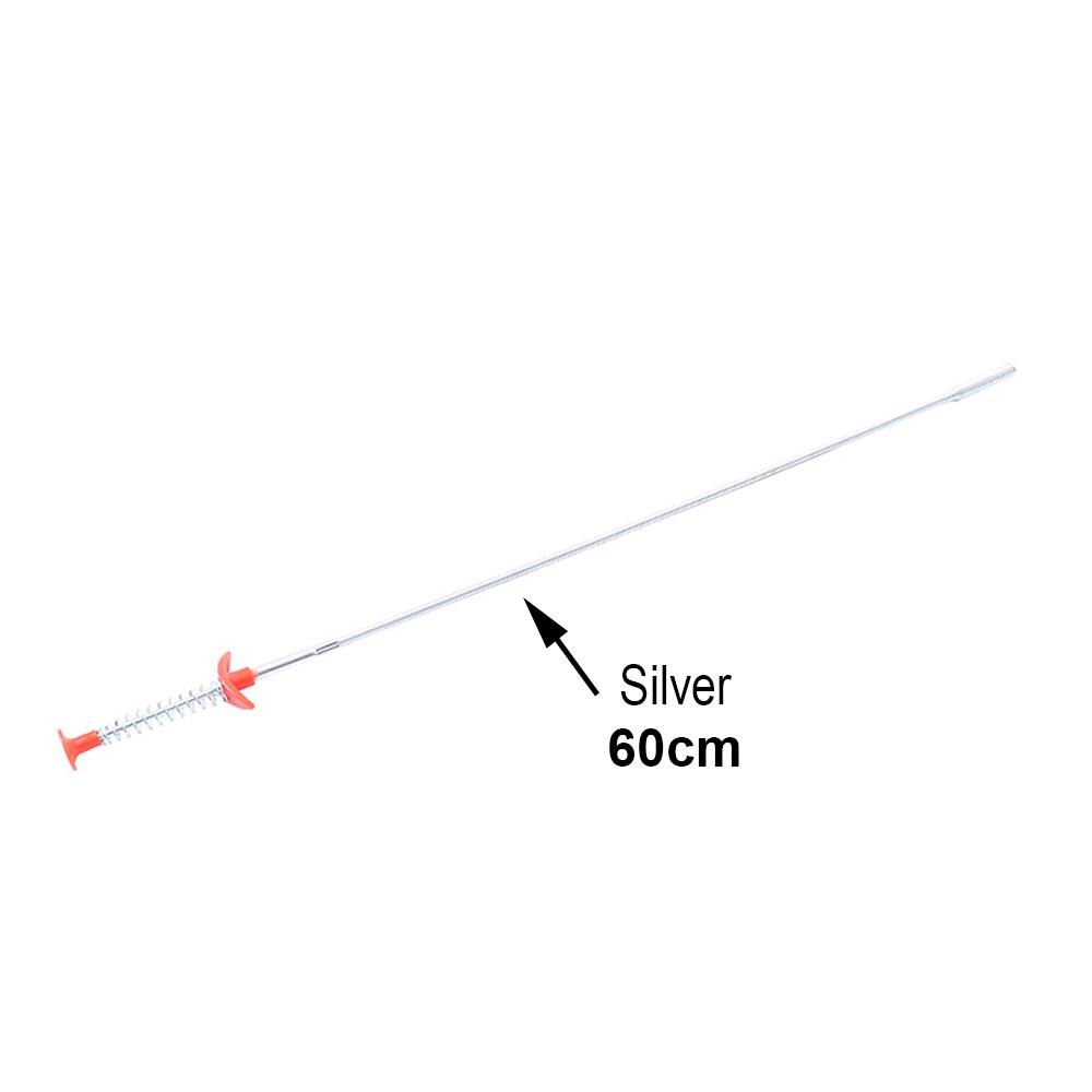 Avløpsrenseverktøy for kjøkken 60cm sugerør strøm lett å betjene pp avløp tette fjerner rørvask toalett: Sølv 60cm