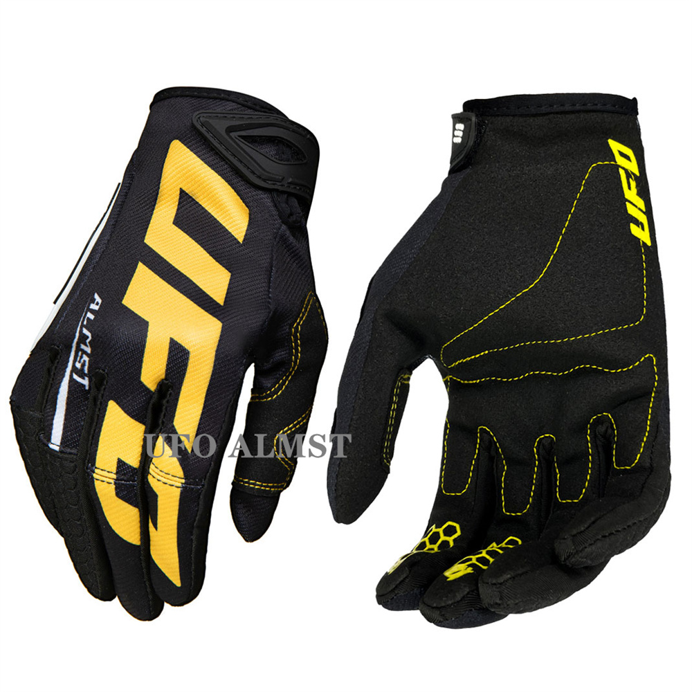 UFO Almst Off-road Motorcycle Gloves Mens Women Mountain Bike Gloves BMX ATV UTV Guantes Soft Breathable Motocross Racing Gloves: black / M