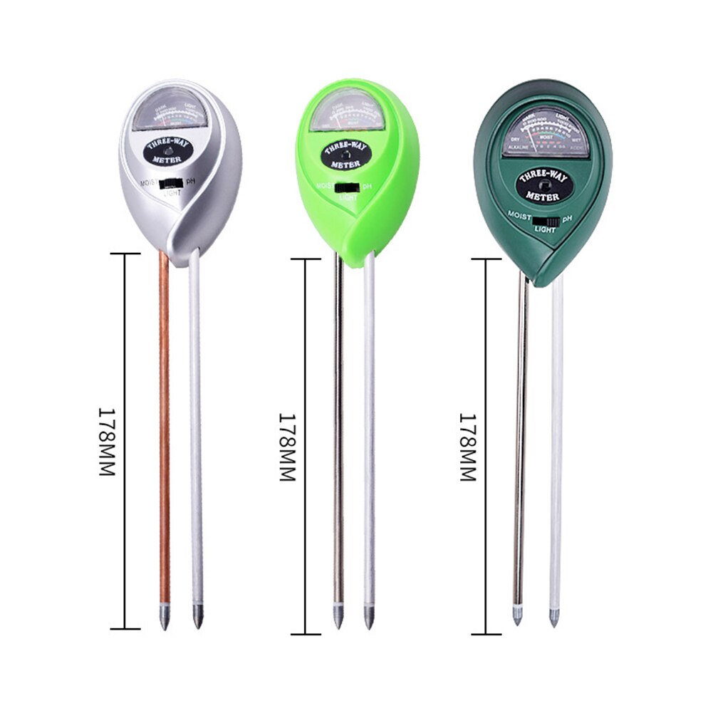 3 in 1 Soil Ph Meter Soil Tester PH Moisture Meter Temperature Sunlight Intensity Measurement Analysis Temperature Sunlight Test